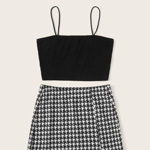 Solid crop Cami and a split skirt set